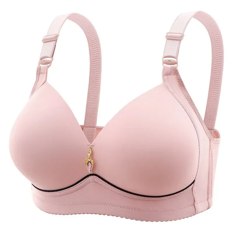 Wireless Gathered Bra for Women – Breathable Full-Support Plus Size Lingerie, Steel-Free Comfort Bra