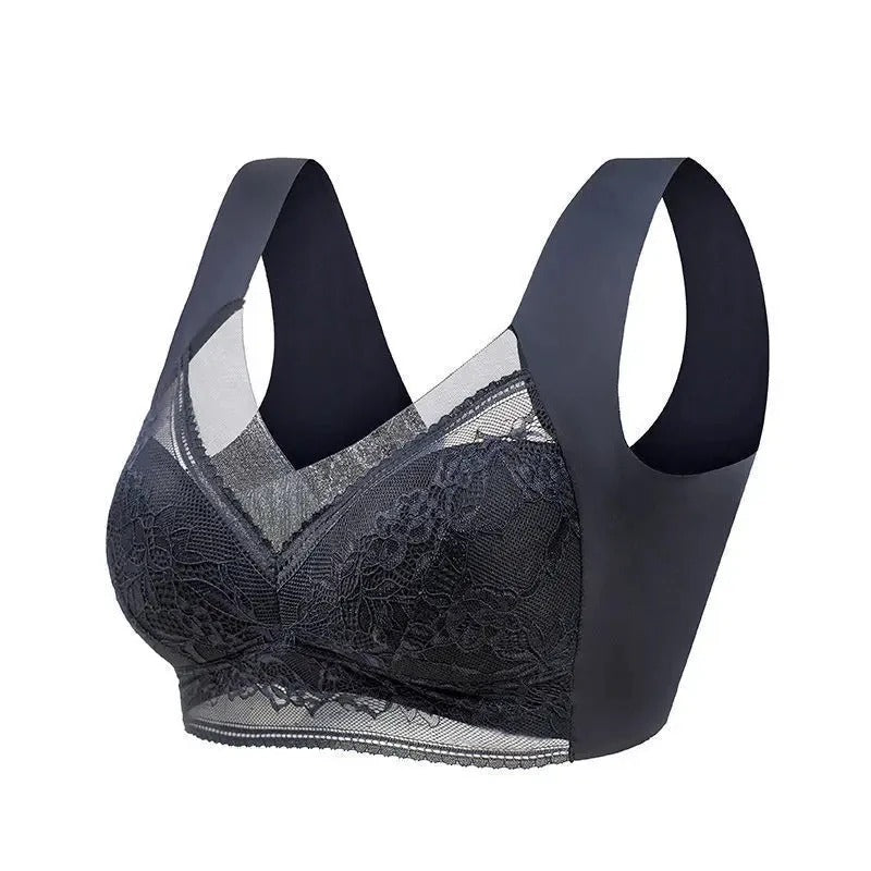Plus Size Push-Up Bra L-6XL – Ice Silk Seamless Lace Bralette, Wireless Summer Lingerie for Women