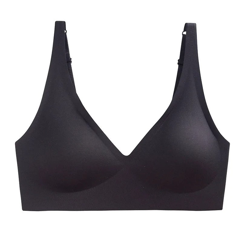 Seamless Push-Up Bra for Women – Non-Wire V-Neck Bralette with Removable Pads, S-3XL