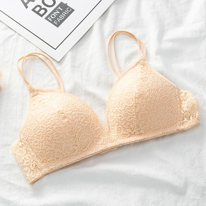 Floral Lace Bralette – Wireless Ultra-Thin Bra for Women, A-B Cup Soft Lingerie with Elegant Design