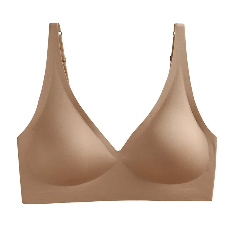 Seamless Push-Up Bra for Women – Non-Wire V-Neck Bralette with Removable Pads, S-3XL