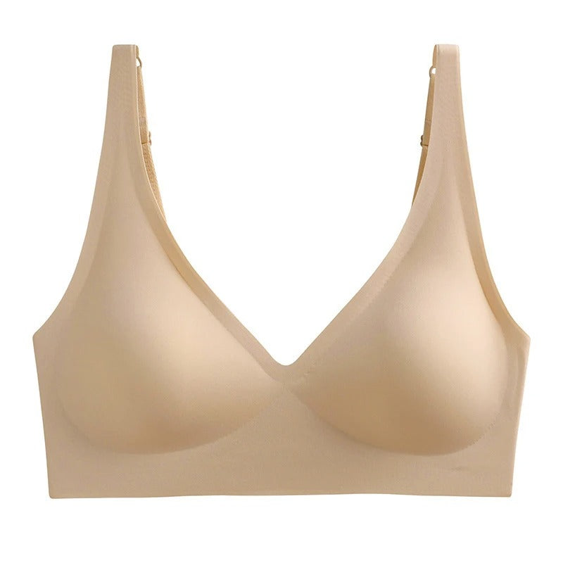 Seamless Push-Up Bra for Women – Non-Wire V-Neck Bralette with Removable Pads, S-3XL
