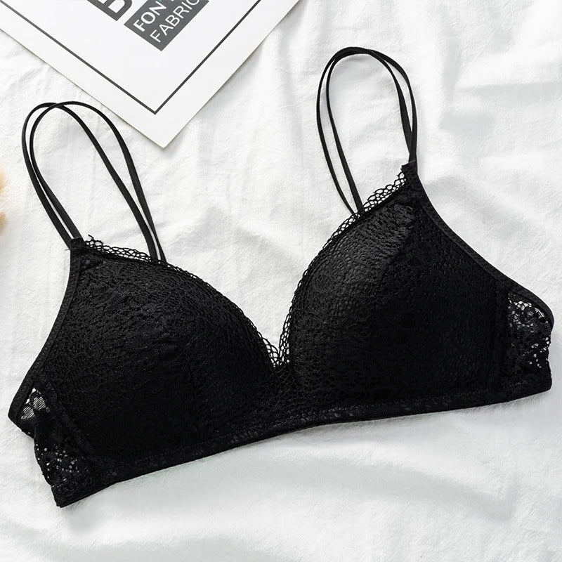 Floral Lace Bralette – Wireless Ultra-Thin Bra for Women, A-B Cup Soft Lingerie with Elegant Design