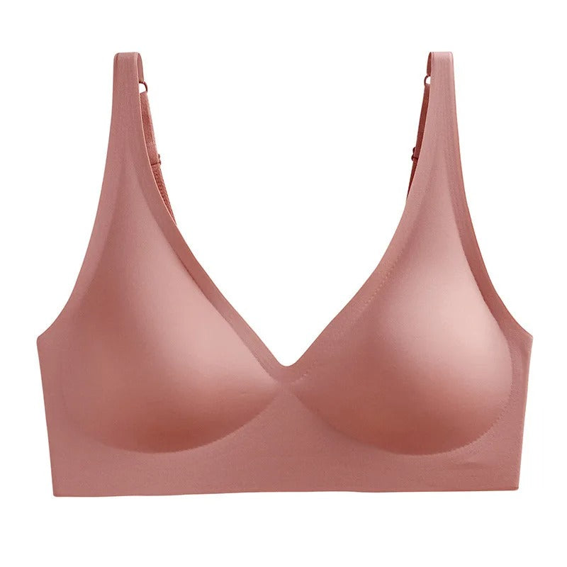 Seamless Push-Up Bra for Women – Non-Wire V-Neck Bralette with Removable Pads, S-3XL