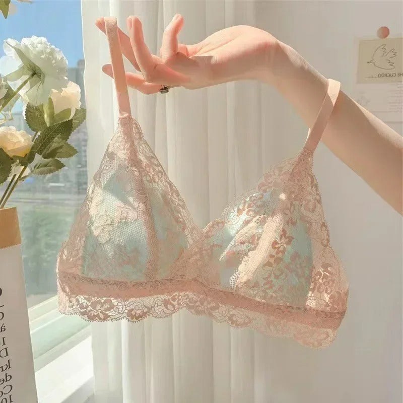 Japanese-Style Lace Bra for Women – Thin Wireless Summer Lingerie with Elegant Trim