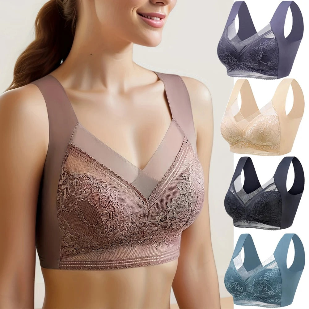 Plus Size Push-Up Bra L-6XL – Ice Silk Seamless Lace Bralette, Wireless Summer Lingerie for Women