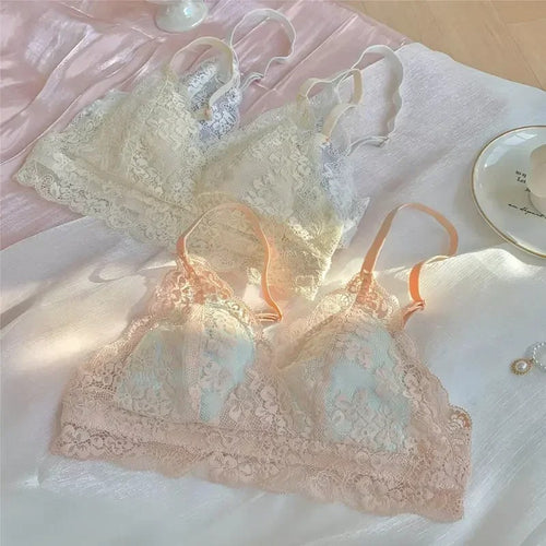 Japanese-Style Lace Bra for Women – Thin Wireless Summer Lingerie with Elegant Trim