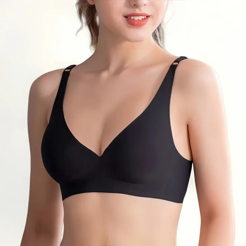 Seamless Push-Up Bra for Women – Non-Wire V-Neck Bralette with Removable Pads, S-3XL
