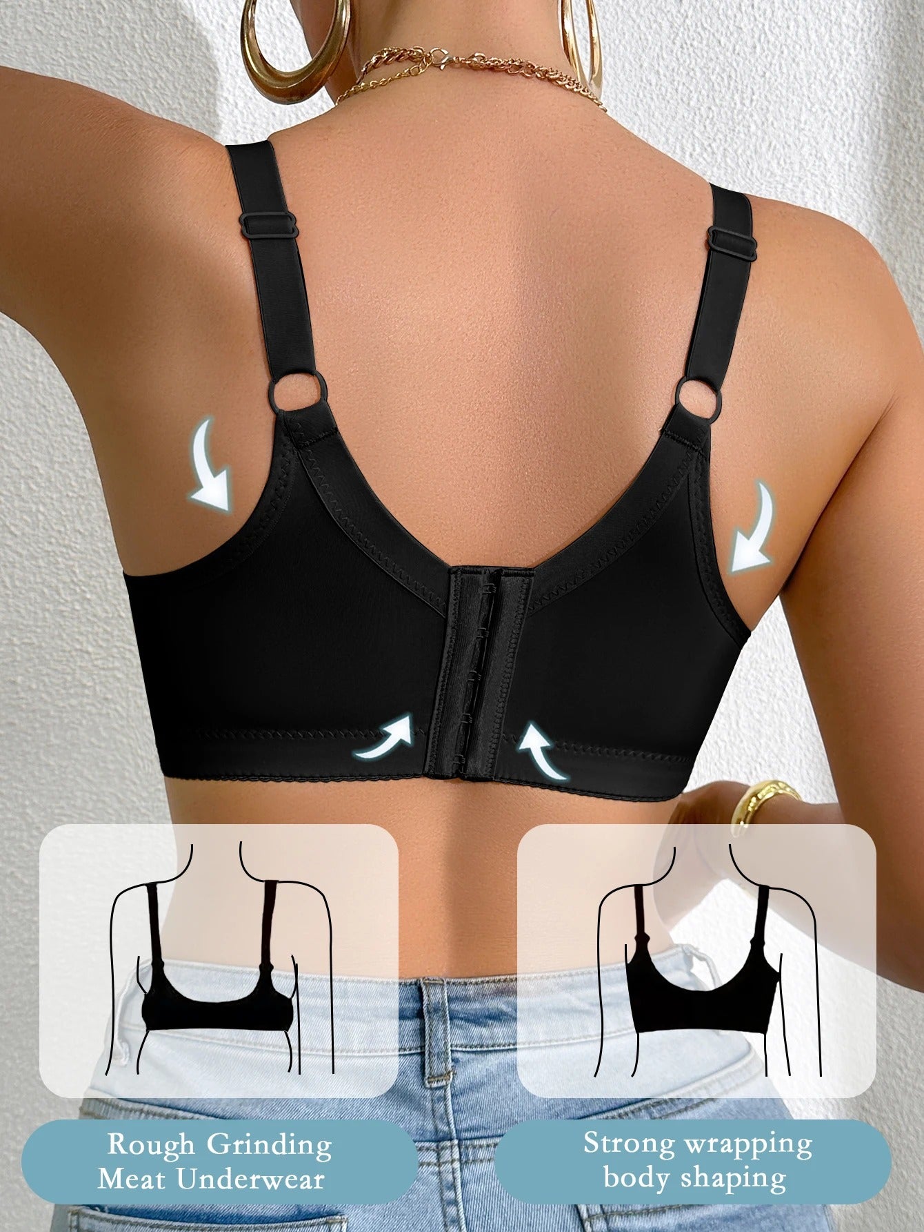 Underwire Shaping Bra for Women – Lace-Trimmed Side Support Bra, A-D Cup, Breathable Minimizer Design
