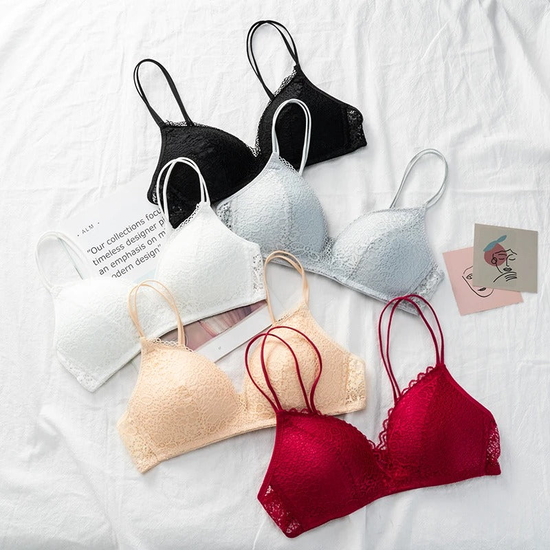 Floral Lace Bralette – Wireless Ultra-Thin Bra for Women, A-B Cup Soft Lingerie with Elegant Design