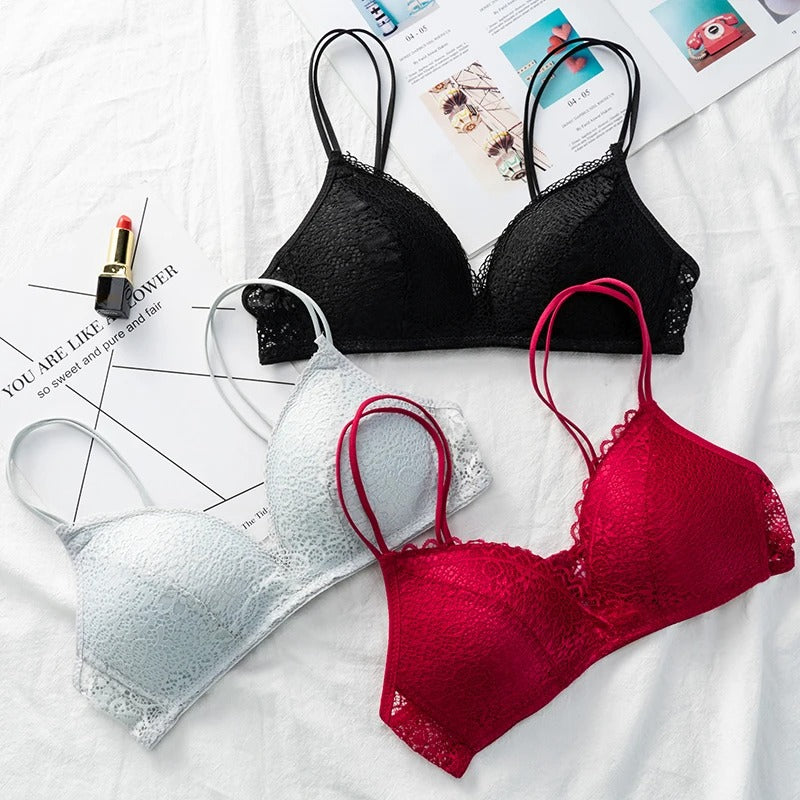 Floral Lace Bralette – Wireless Ultra-Thin Bra for Women, A-B Cup Soft Lingerie with Elegant Design