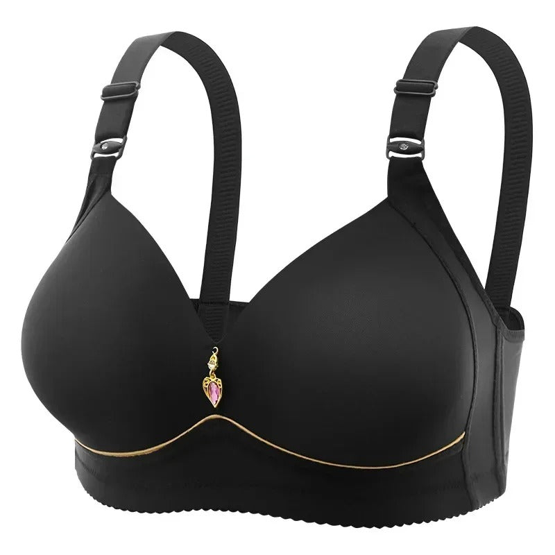 Wireless Gathered Bra for Women – Breathable Full-Support Plus Size Lingerie, Steel-Free Comfort Bra