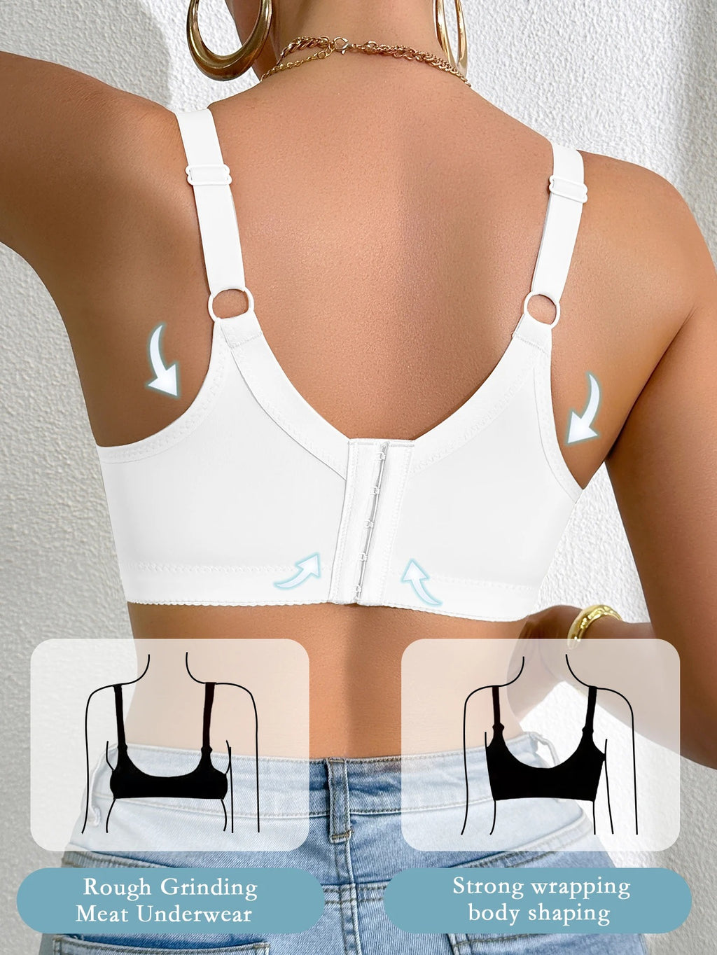 Underwire Shaping Bra for Women – Lace-Trimmed Side Support Bra, A-D Cup, Breathable Minimizer Design