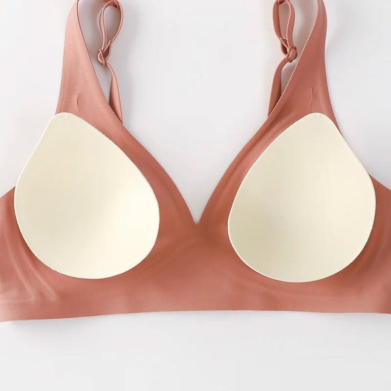 FINETOO Soft Wireless Bra for Women – Deep V Padded Bralette, Seamless Comfortable Lingerie, S-XL