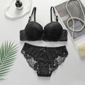 Women's 2-Piece Floral Lingerie Set – Push-Up Gathering Bra & Panty Set, Multi-Color