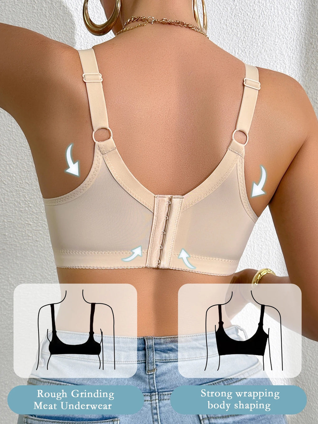 Underwire Shaping Bra for Women – Lace-Trimmed Side Support Bra, A-D Cup, Breathable Minimizer Design