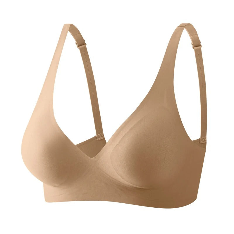 FINETOO Soft Wireless Bra for Women – Deep V Padded Bralette, Seamless Comfortable Lingerie, S-XL