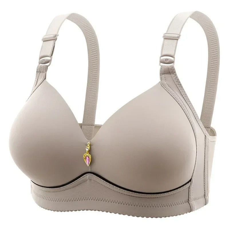 Wireless Gathered Bra for Women – Breathable Full-Support Plus Size Lingerie, Steel-Free Comfort Bra