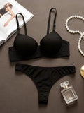 Women's Leopard Print Lingerie Set – 3/4 Cup Push-Up Bra with Matching Thong