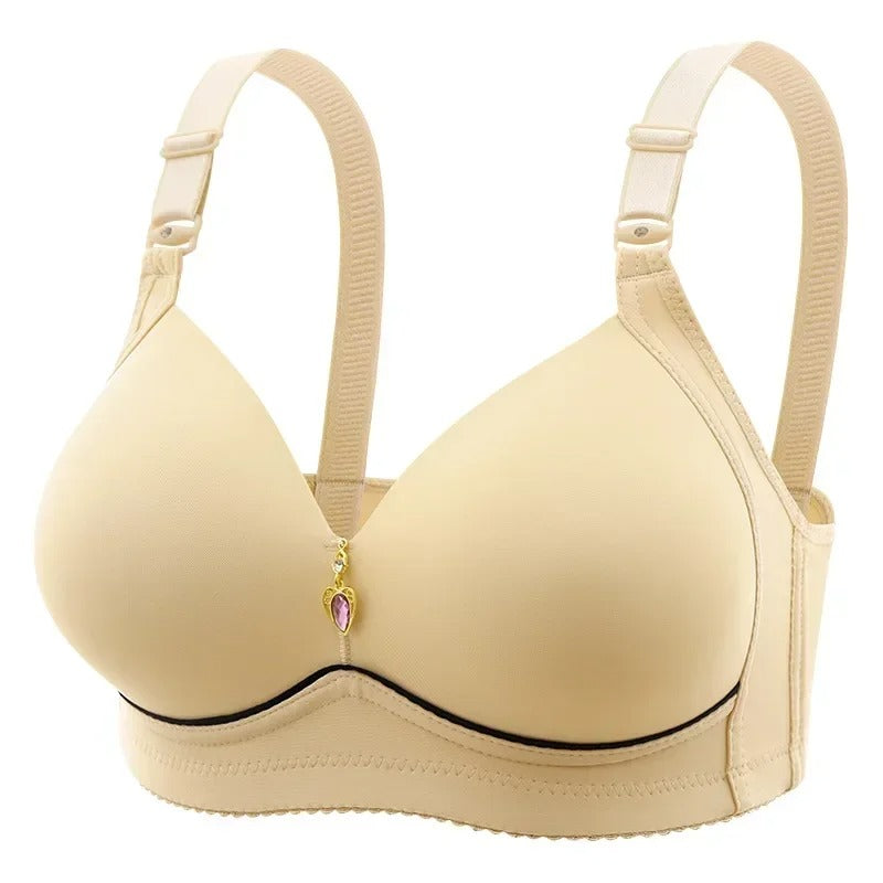 Wireless Gathered Bra for Women – Breathable Full-Support Plus Size Lingerie, Steel-Free Comfort Bra