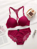 Women's Underwire Push-Up Bra – Front Buckle Closure with Elegant Back Design