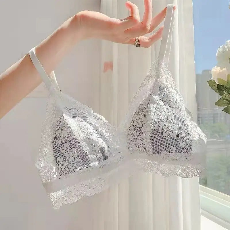 Japanese-Style Lace Bra for Women – Thin Wireless Summer Lingerie with Elegant Trim