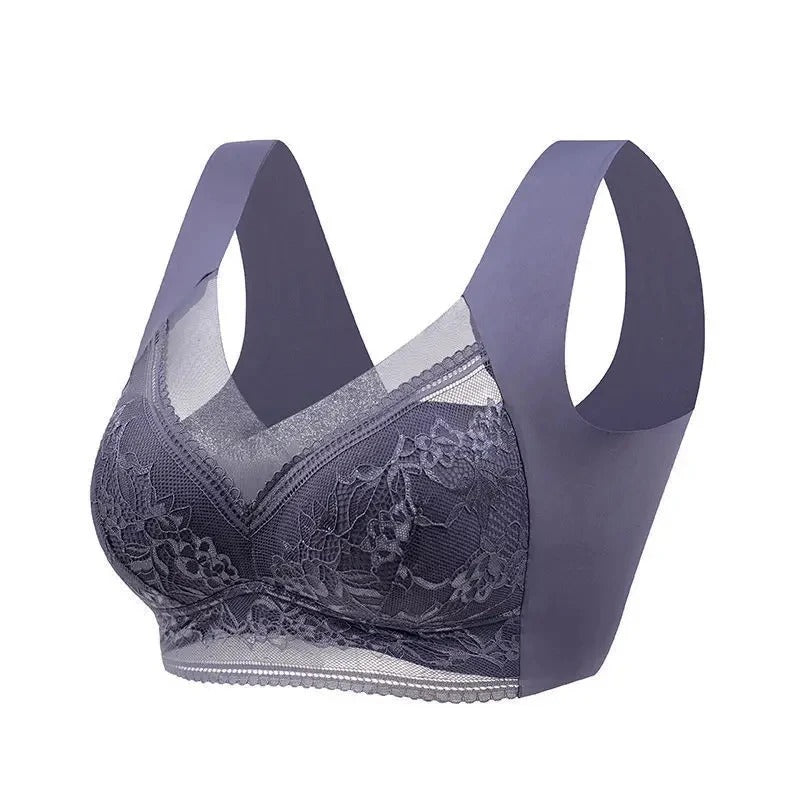 Plus Size Push-Up Bra L-6XL – Ice Silk Seamless Lace Bralette, Wireless Summer Lingerie for Women